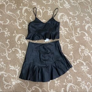 Zara two piece faux leather skirt and crop top set